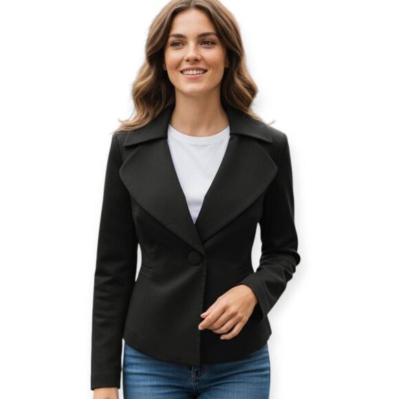 HALOGEN BLACK 2 BUTTON BLAZER SZ.S EUC. - Picture 1 of 7